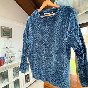 Orvis emerald green chenille Cable Stitch Crewneck Sweater